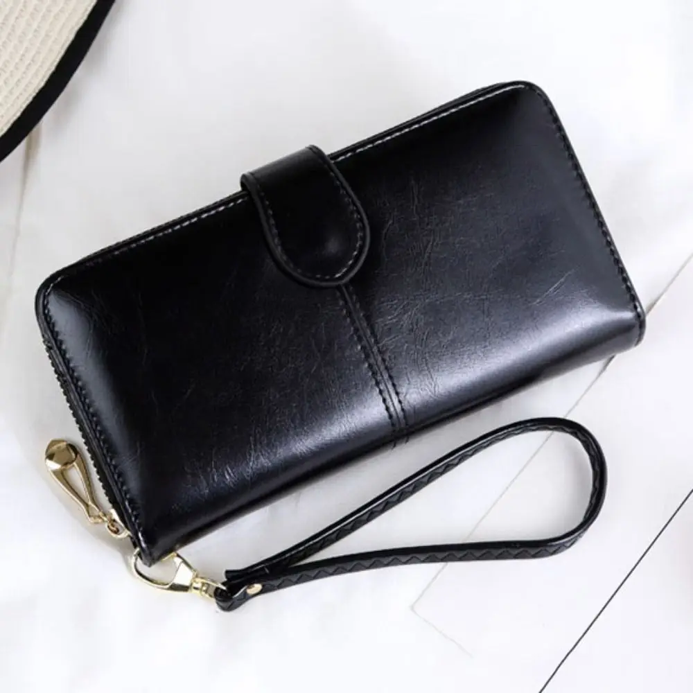 レトロ財布 Pu レザー長財布ジッパー多機能二つ折り財布折りたたみ大容量女性カードホルダー男性