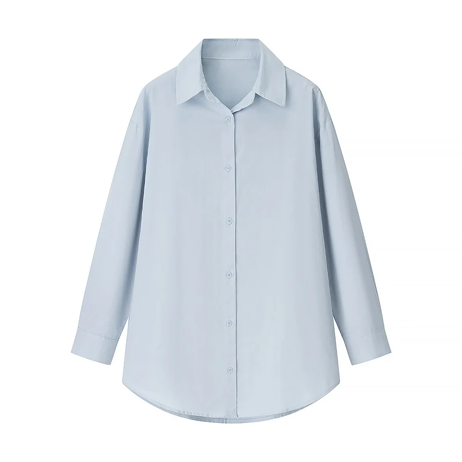 Bsk & tref2025 verão nova moda casual feminina simples lapela manga comprida camisa solta topo + calças de cintura elástica
