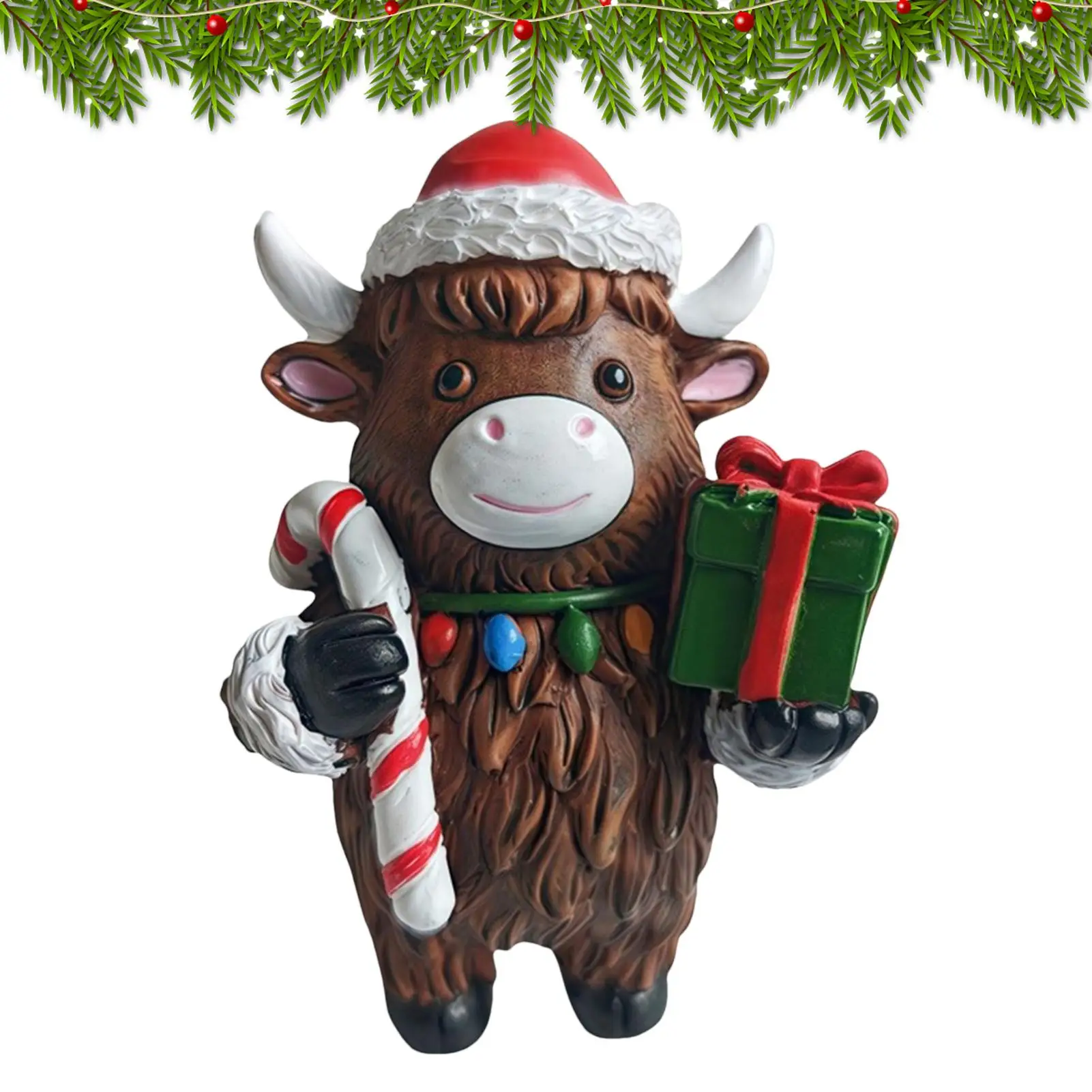 Highland Cow Decor Christmas Highland Cow Figure Rustic Cute Ornament For Dorm Farmhouse Bathroom Classroom Kitchen Nursery