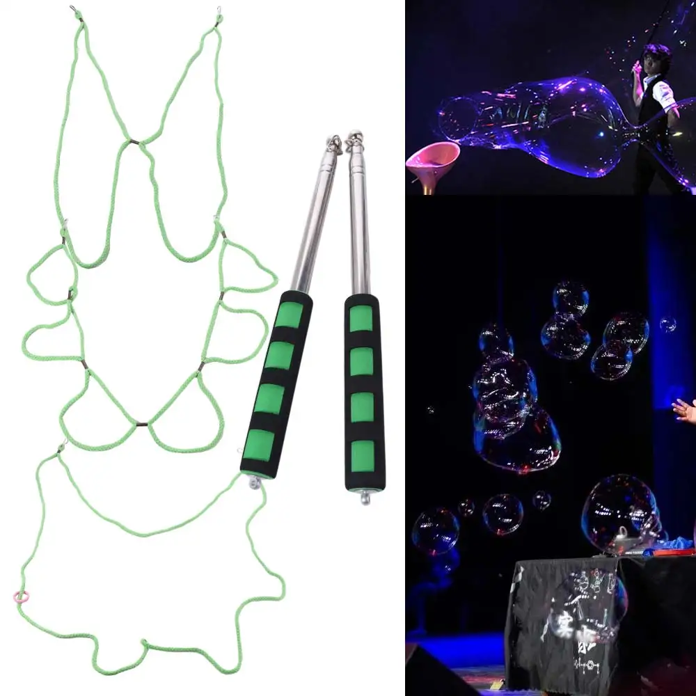 Varita de burbujas para exteriores de gran tamaño, máquina de burbujas ajustable de doble varilla, palos largos y enormes, juego de cuerdas de burbujas de 3 estilos, recuerdos de fiesta