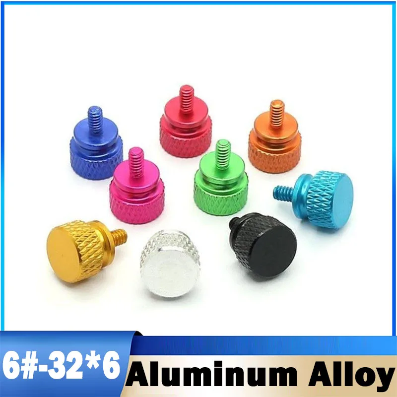 5Pcs 6#-32x6 Colorful Computer Case Thumb Screws Aluminum Step Thumb Computer Case Screw Knurled Hand 10 Colors