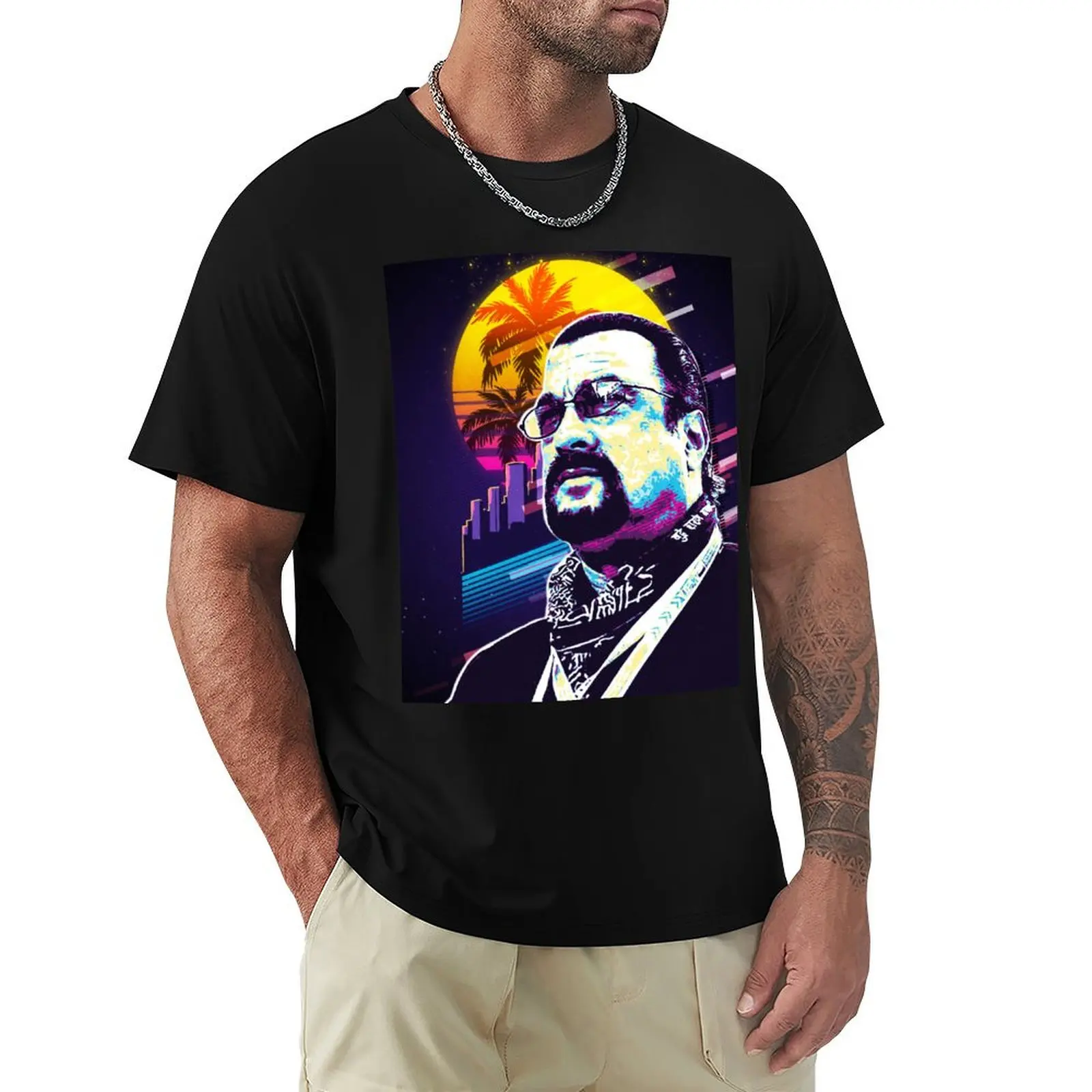 Steven Seagal T-Shirt Basic Casual Short Sleeve Cotton Shirt