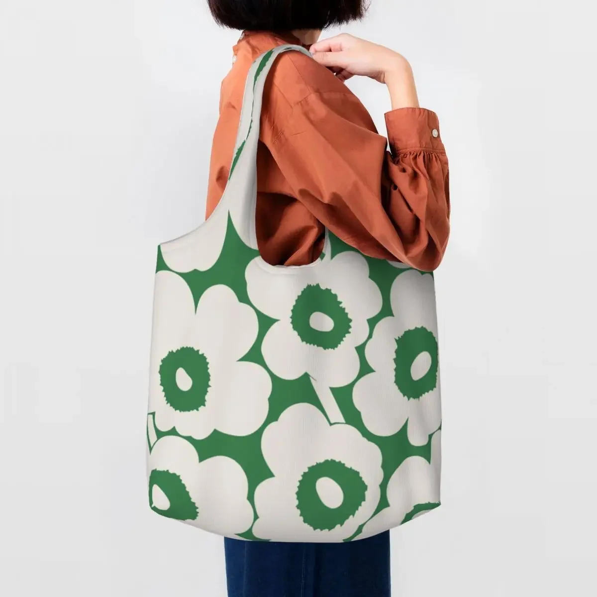 Custom Kawaii Little Poppy Print Shopping Tote Bags Reusable Fashion Modern Style Canvas Groceries Shoulder Shopper Bag Handbags