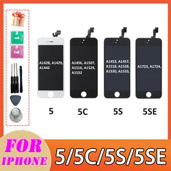 For iPhone 5 5C 5S SE 2016 LCD Screen Touch Digitizer Assembly Replacement Installed Front Camera Home Button+Tools