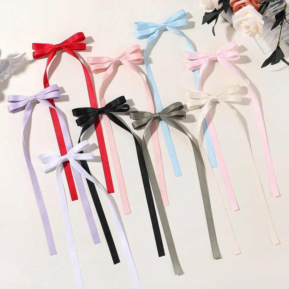 2pcs Ins Style Ribbon Bow Headband Long Tassel Hair Clip Women\'s Hair Accessories Girls Christmas Party Hair Accessories