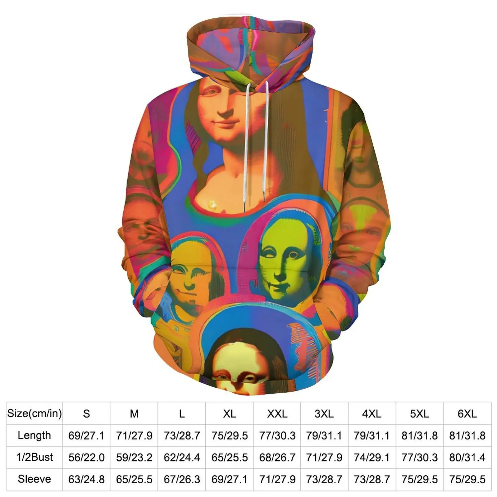 Mona Lisa Casual Hoodies Colorful Art Street Style Hoodie Unisex Long Sleeve Retro Custom Clothes Gift Idea