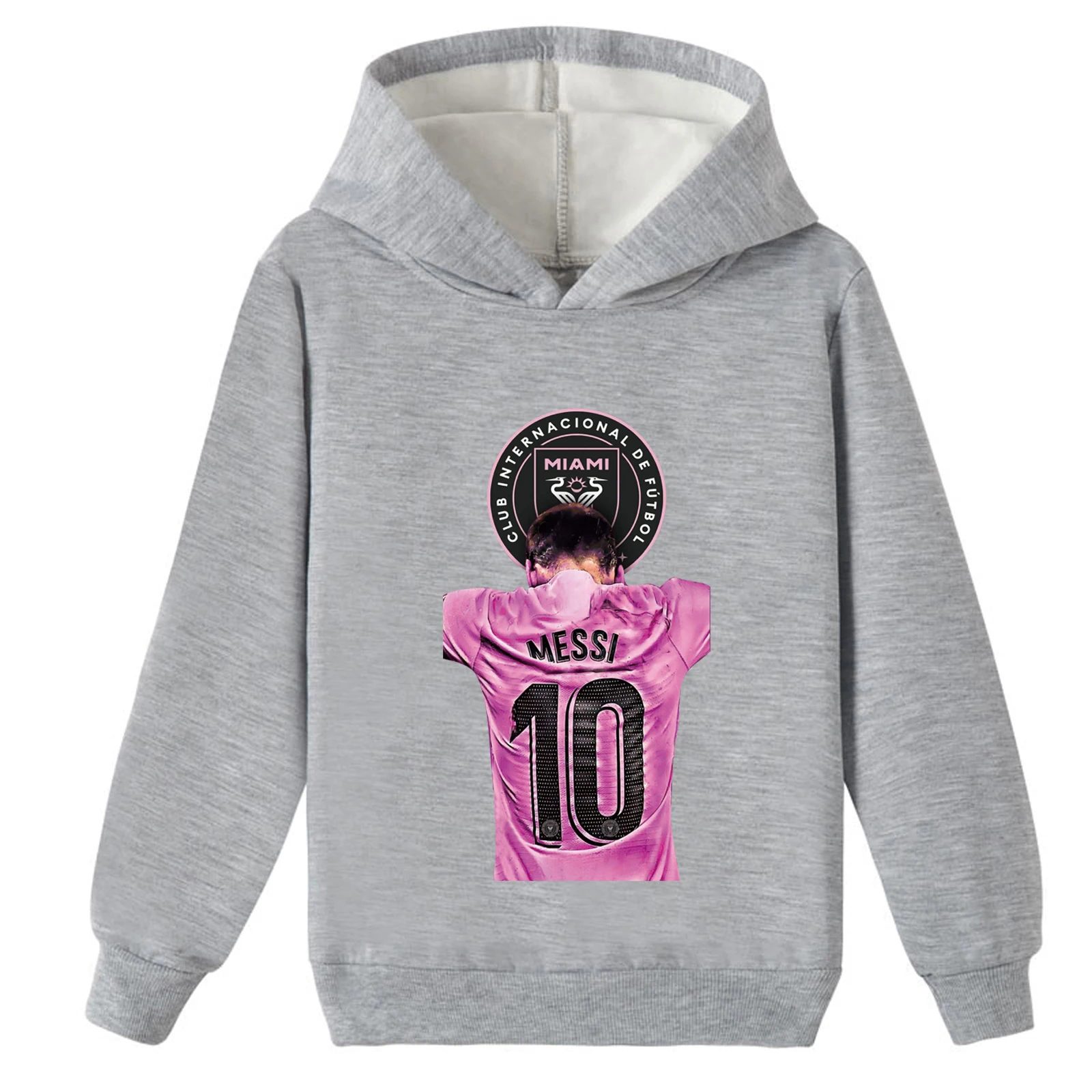 Little Kid geborsteld sweatshirt warme tops, M_Messi winterhoodies met lange mouwen voor 2-14 jaar