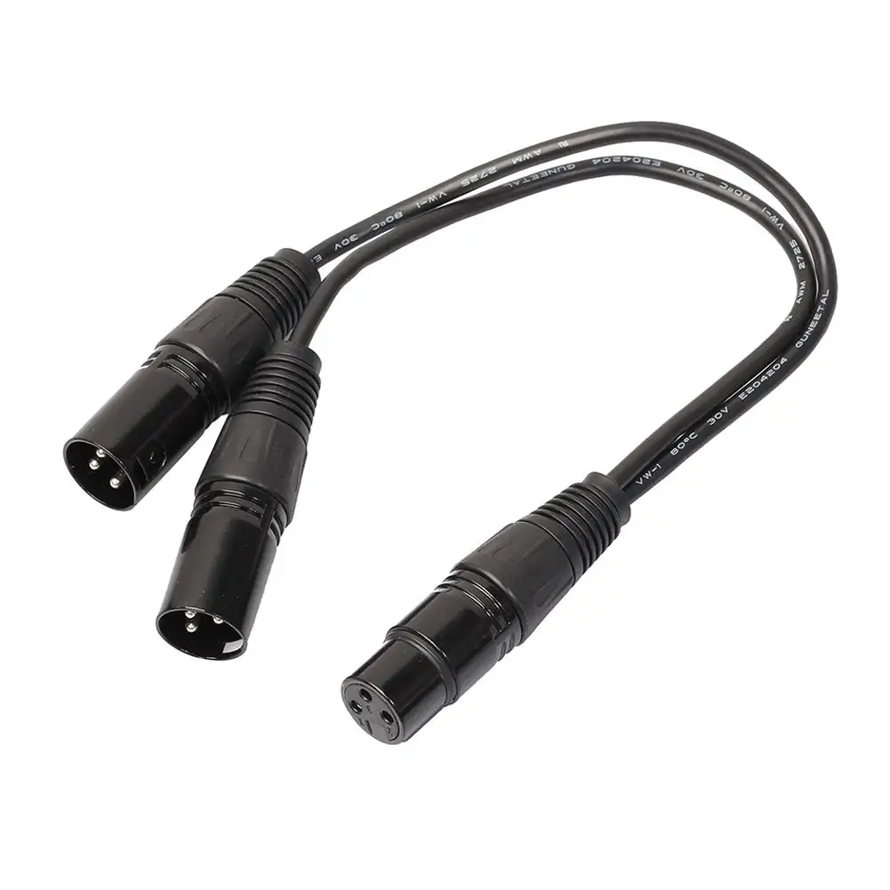 

3Pin XLR Female Jack To Dual Male Plug Y Splitter Adapter Cord Professional Audio Cable Adapter for Microphone
