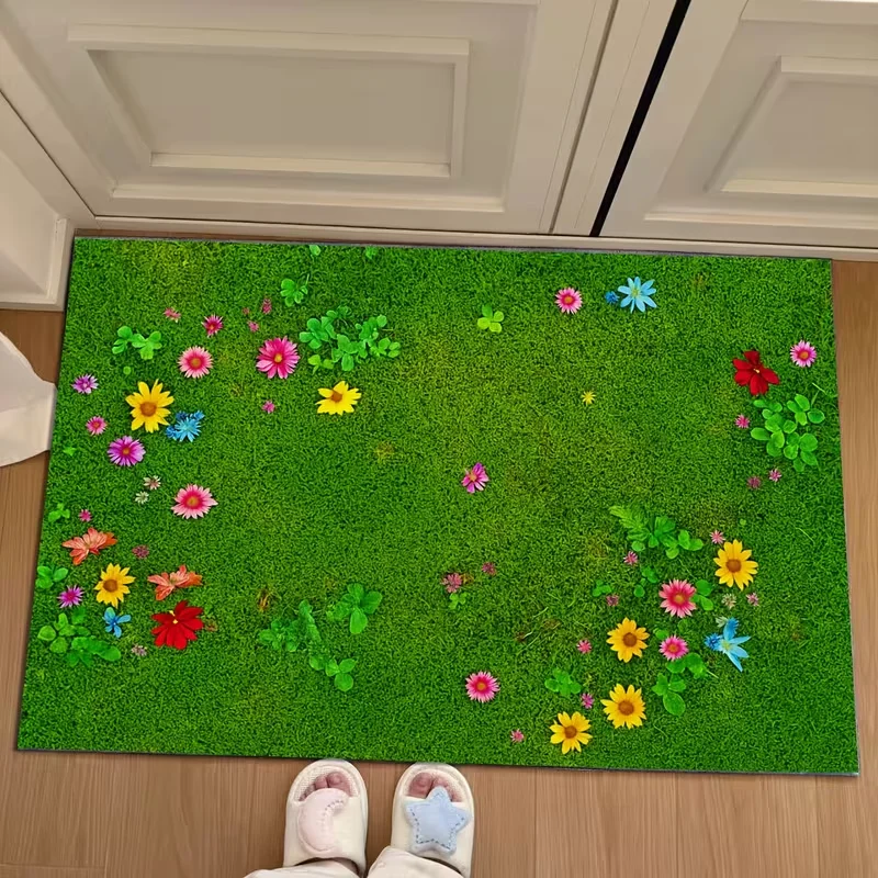 Natural Countryside Simulation Lawn Mat Colorful Flowers Fun Room Anti Slip Living Room Bedroom Living Room Home Decoration Mat