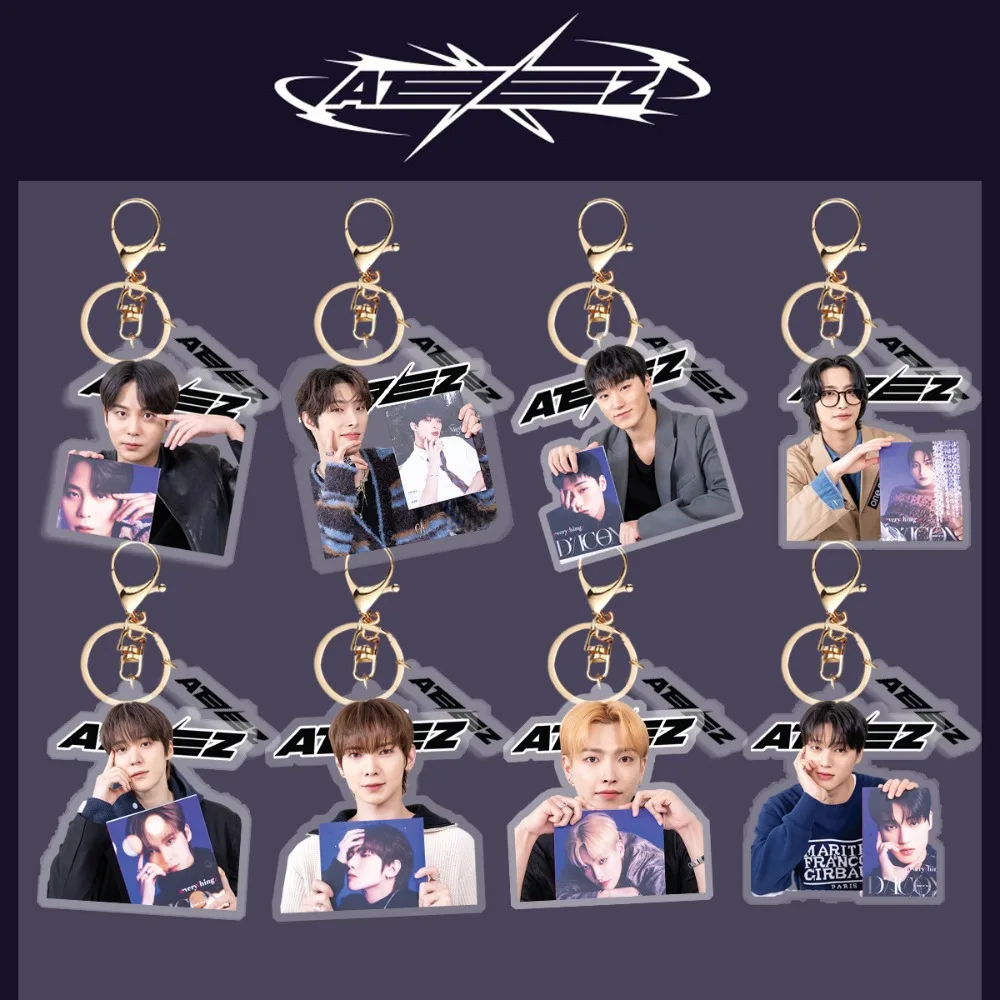 KPOP ATEEZ New Acrylic Keychains Hongjoong Seonghwa Yunho Yeosang Aniteez Keyring Bag Pendant Wooyoung Fans Collection Gifts