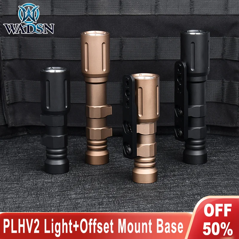 Wadsn Tactical Metal PLHv2 Flashlight Scout Light 1000/1300lumens For Hunting Weapon Airsoft Lamp Mlok Keymod Offset Mount Base