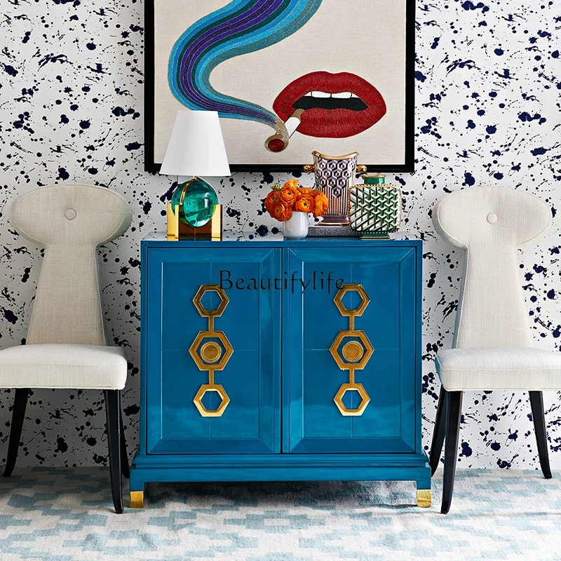 LXAmerican خزانة تخزين خشبية فاخرة خفيفة متعددة الطبقات من الخشب الصلب وباب ضيق وخزانة جانبية SSS #3