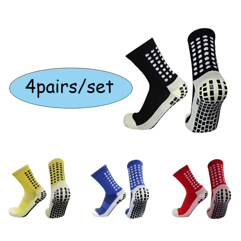 4 pairs  New Anti-slip Soccer Socks Men Women Outdoor Sport Grip Football Socks antideslizantes de futbol