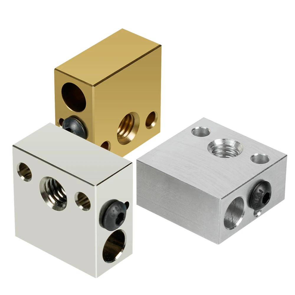 1Pc CR10 Heated Block Aluminum Brass Plated Copper Extruder Hotend Bi-Metal Heatbreak Throat for Ender 3 3D Printer Parts