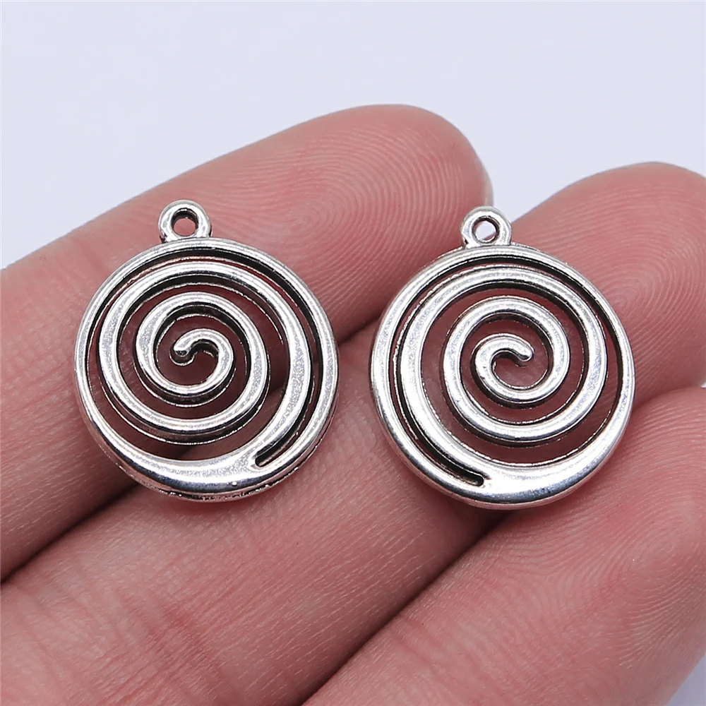 WYSIWYG 10 sztuk 17x17mm antyczne srebro kolor Whirlpool Charms wisiorek do tworzenia biżuterii DIY komponenty do biżuterii
