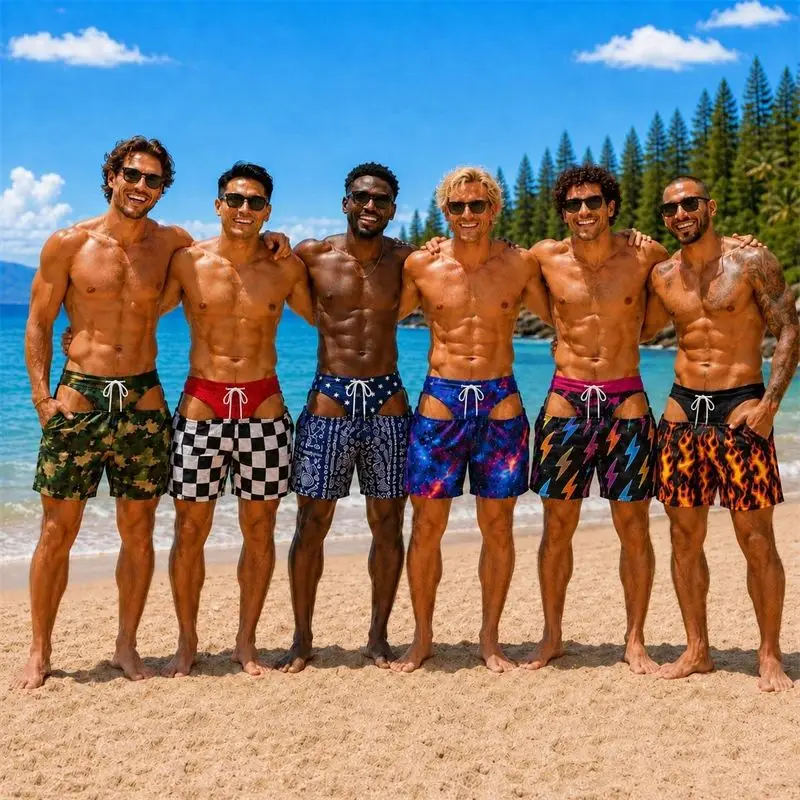 Lustige Strandparty-Badehose für Männer, 3D-Druck, lustige „Butt Prank“-Shorts, Sommermode-Strandshorts, lustiges Geschenk für Freund oder Ehemann. – Detail 3