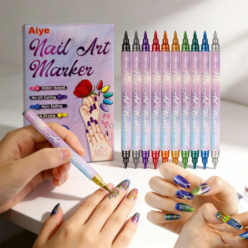 

Набор для дизайна ногтей: маркеры-ручки с игольчатым наконечником для акриловых красок и кистей для рисования контуров