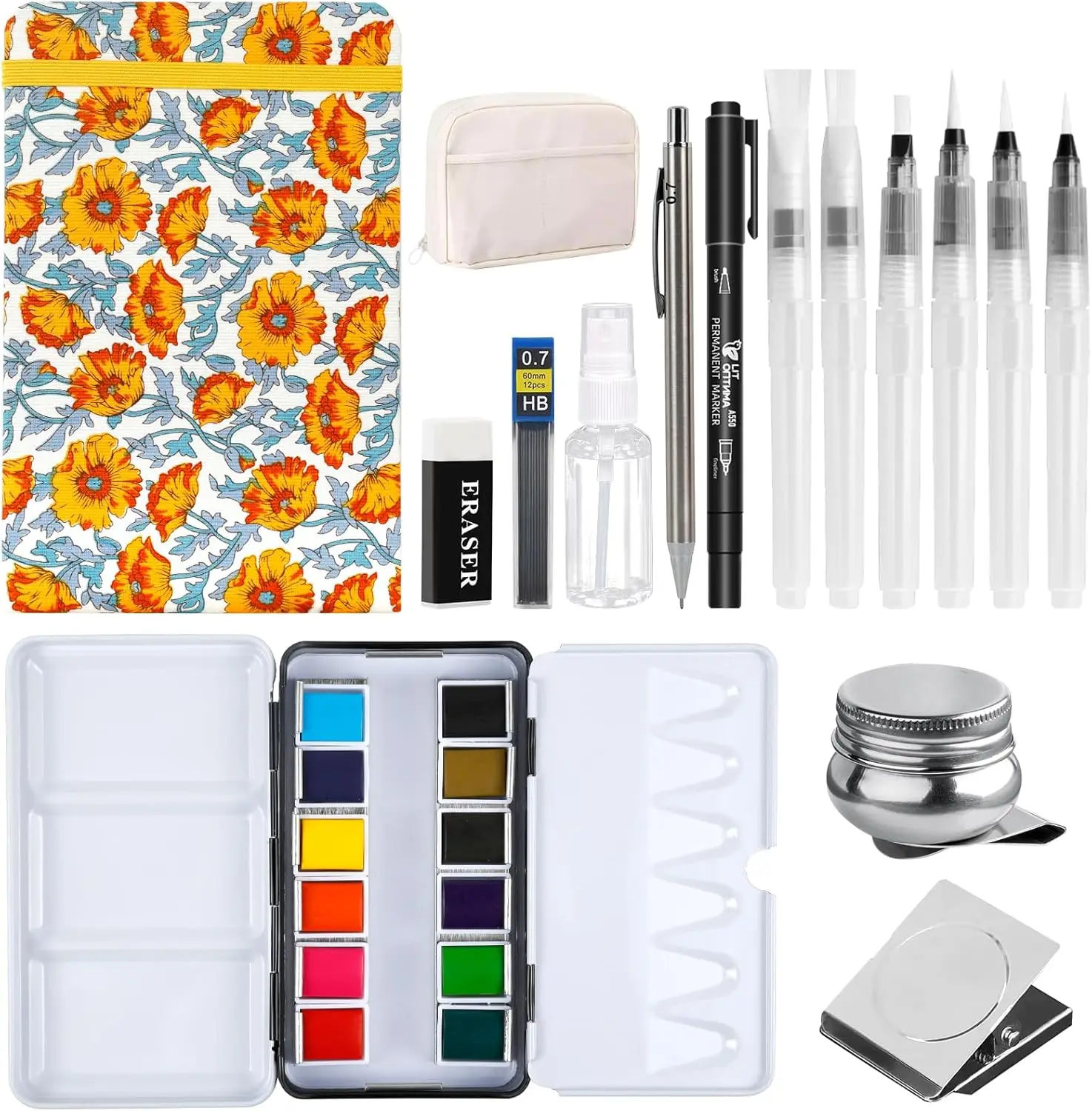 

Мини-портативный набор акварельных красок для путешествий - 12 цветов, карманная палитра для любителей рисования