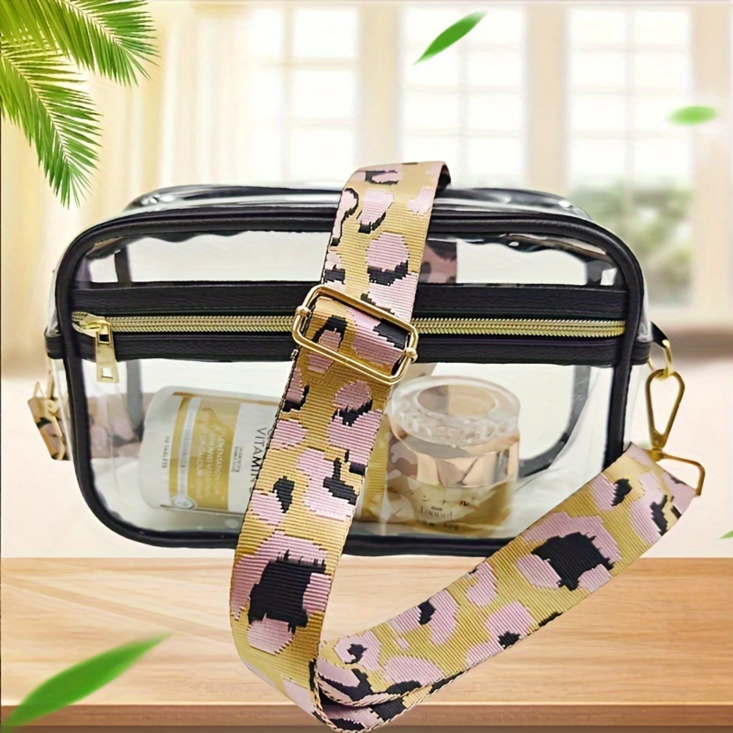 Gymnasium Transparent Crossbody Bag, Waterproof Makeup Phone Bag, Perfect Casual Shoulder Bag For Leisure Going Out