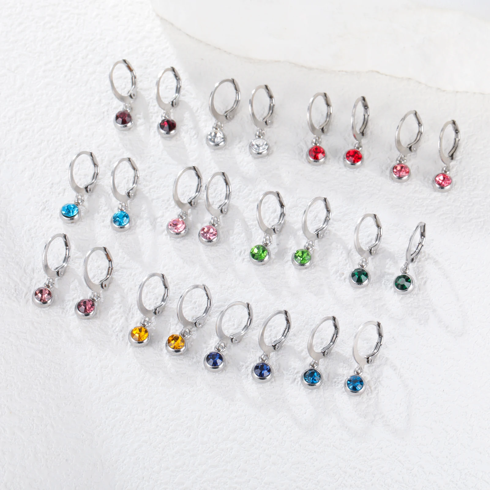 Cazador جوهرة الأقراط الفولاذ المقاوم للصدأ 12 شهرا كريستال إسقاط أقراط للنساء مجوهرات للبنات الاتجاه 2025 هدايا عيد الميلاد