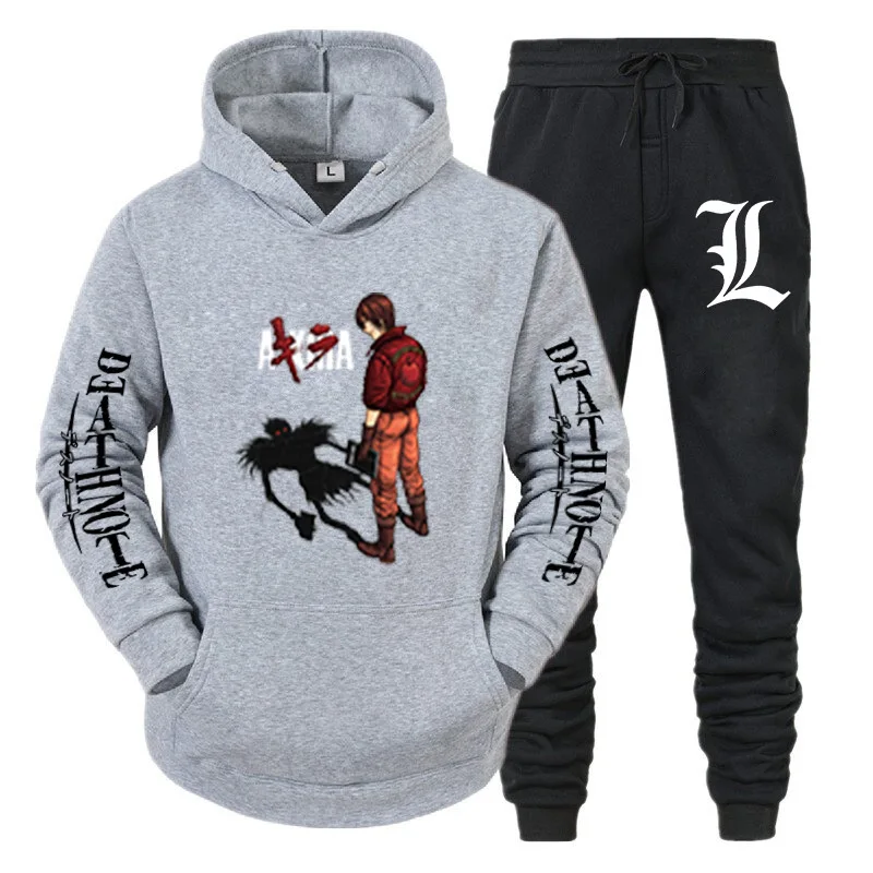 2025 Death Note Hoodie Pants Set Autumn Men's Fashion Sweatshirt Unisex Pullover Men Anime Graphic Hoody Tops Streetwear Clothes