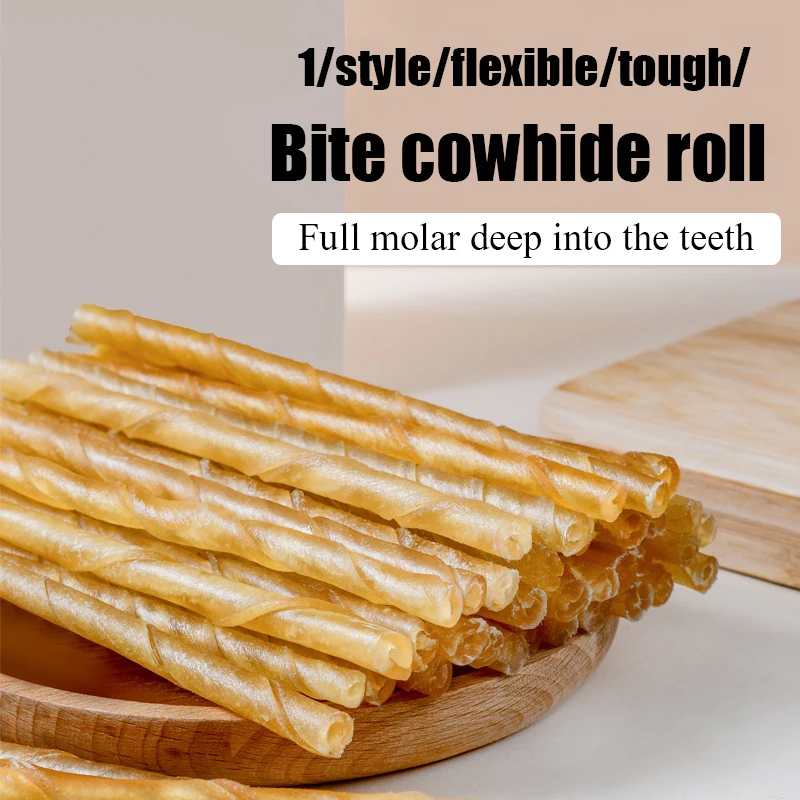 

Dog pet snacks natural color cowhide roll bite-resistant halitosis teddy golden retriever large dog dog bite food