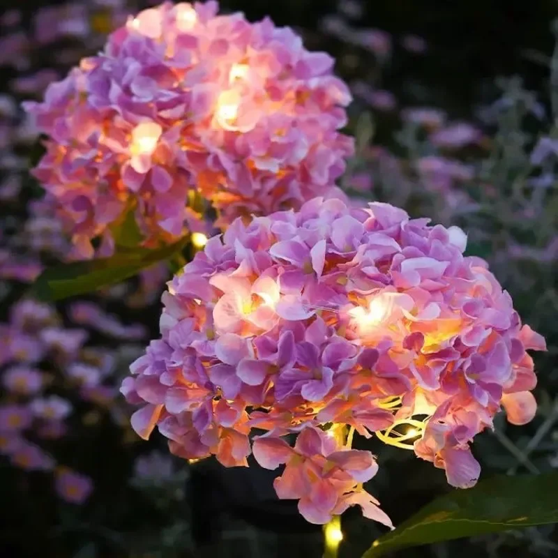 

Светодиодные фонари с гортензией, уличный водонепроницаемый светильник для дорожки, двора, патио, двора, сада, декоративные светильники, 1 шт., на солнечной энергии