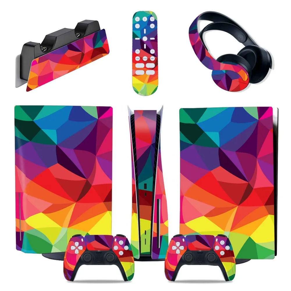 

5 In 1 Full Skins Compatible with Ps5 Console Control Disc/Digital,Video Game Console Stickers for Ps5 Disc/Digital Accessories