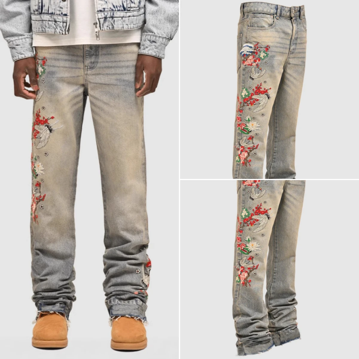 

Джинсы мужские джинсовые прямые брюки потертые винтажные брюки до щиколотки со средней талией и карманами в стиле панк на молнии уличная одежда