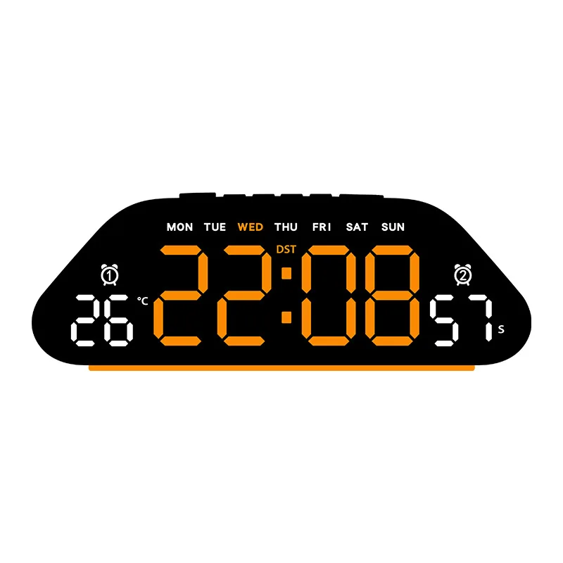 Digitale wekker met sfeerverlichting, temperatuurweergave, datum, weekdag, timer, 3 helderheidsniveaus, 12/24-uursweergave, snooze-functie, tafelwekker met LED-display voor de woonkamer of het huis.