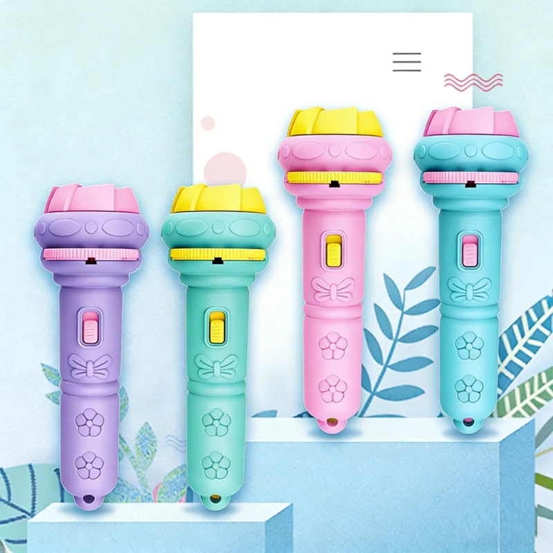 

7 Cards Cartoon Projection Flashlight 56 Patterns Creative Children Flashlight luminous Projector Children's Toys Birthday gift