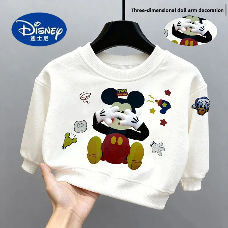 

Disney 2025 New Casual Top Autumn Winter Boys Girls Kids Clothing Cute Cartoon 3D Plush Decoration Long Sleeve Hoodie