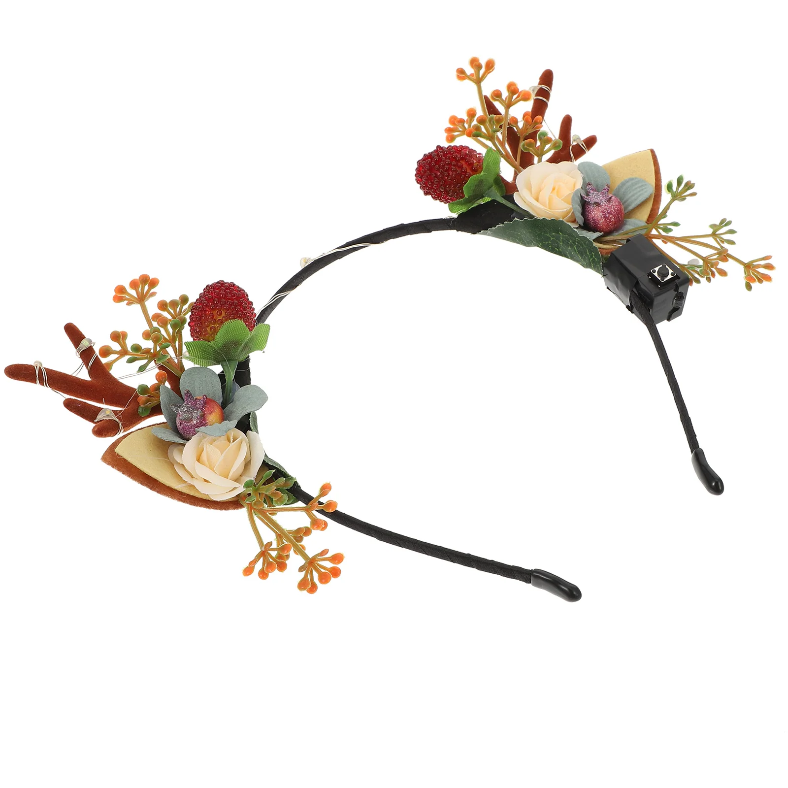 Natal bandana brilhante veado chifre hairband headwear prop elk decorativo headdress festival argola de aço flores