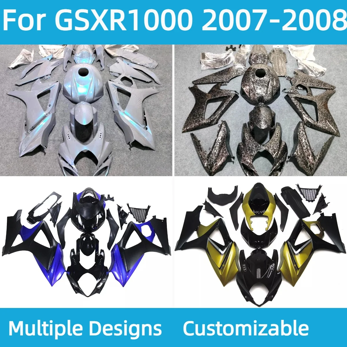 Fit Fairings GSXR 1000 2007 2008 Carbon Fibre Accessory Injection Full Bodywork Fairing Kit for GSXR1000 07 08