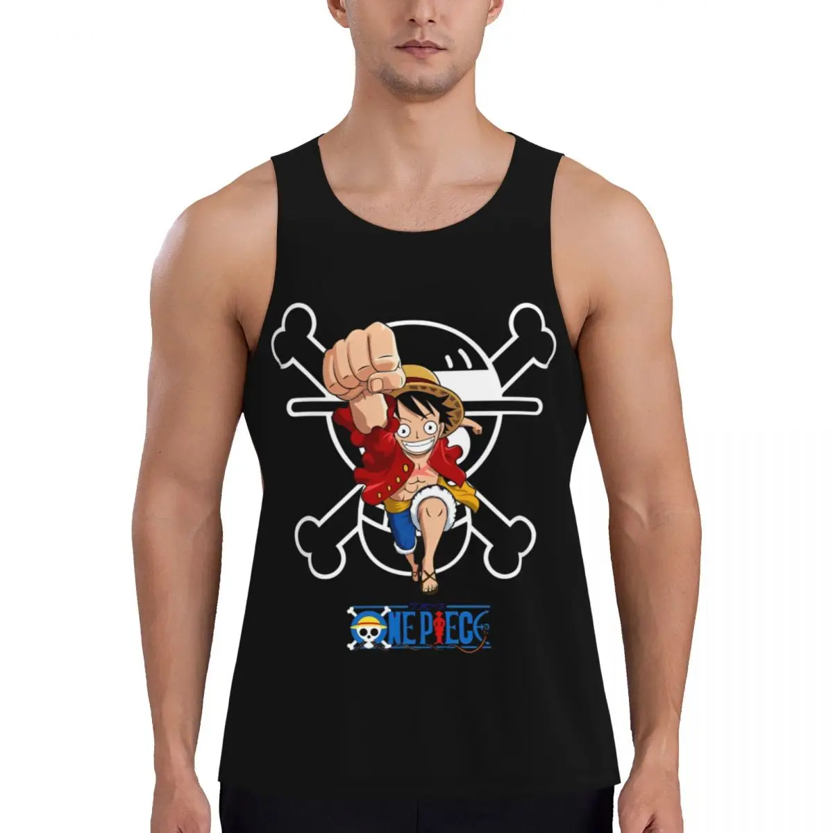 3D Printed One Piece Luffy Manga Running Muscle Tank Top Sleeveless Shirt Bodybuilding Fitness Gym Vest