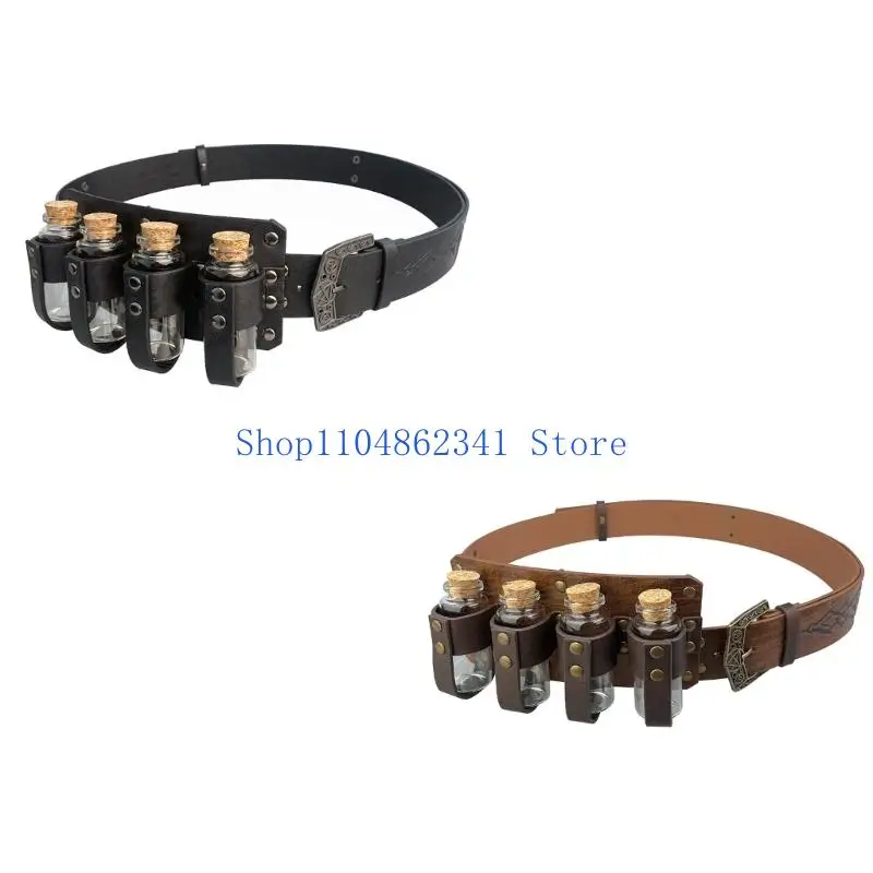 

5asd Medieval Knight Costume Halloween Knight Pirate Cosplay Costume Renaissances Costume Accessories Leather Belt Cork Bottle