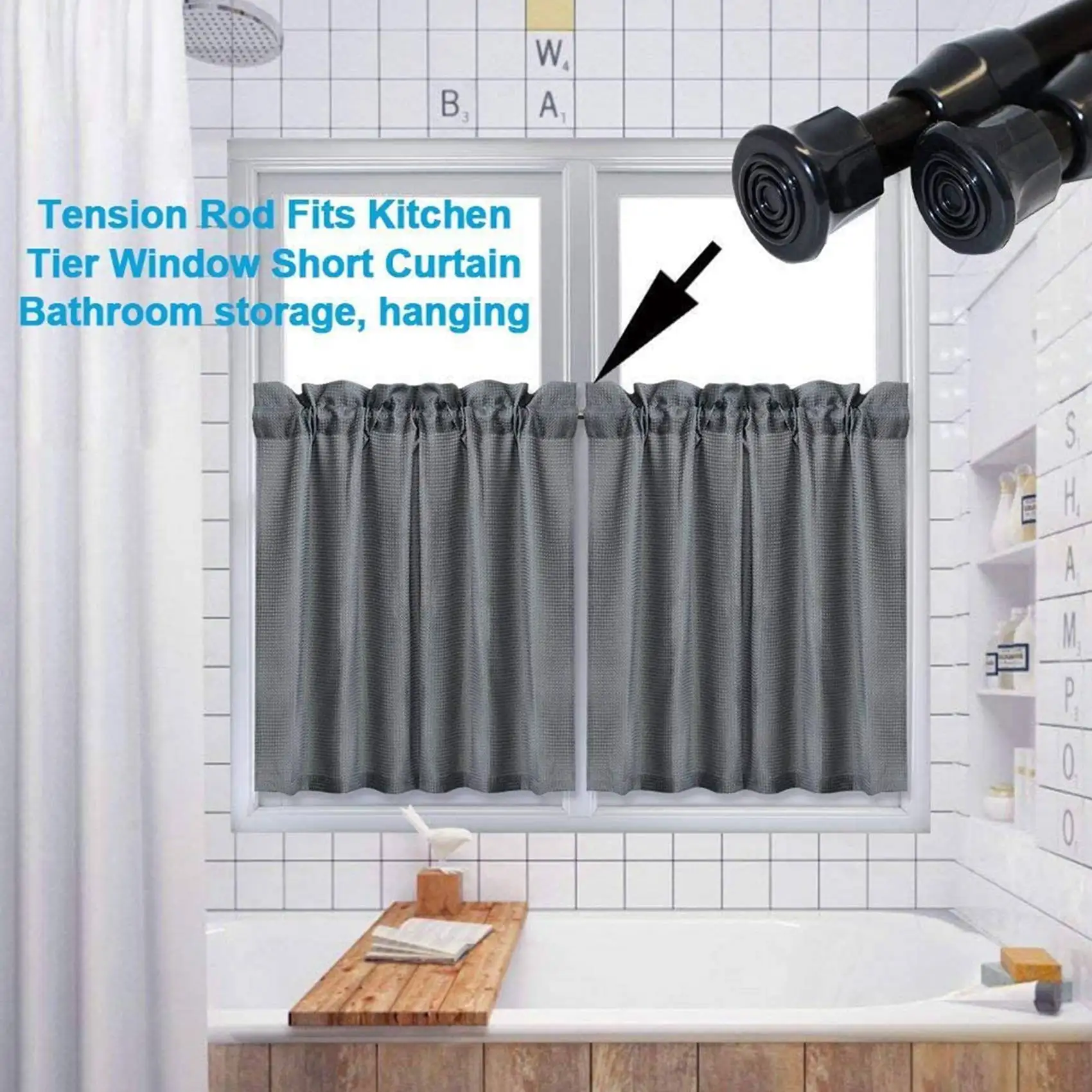 AT21-6PCS Spring Curtain Rods 16 To 28 Inch Tension Rod Spring Curtain Rod Adjustable Curtain Rod Expandable Curtain Rod