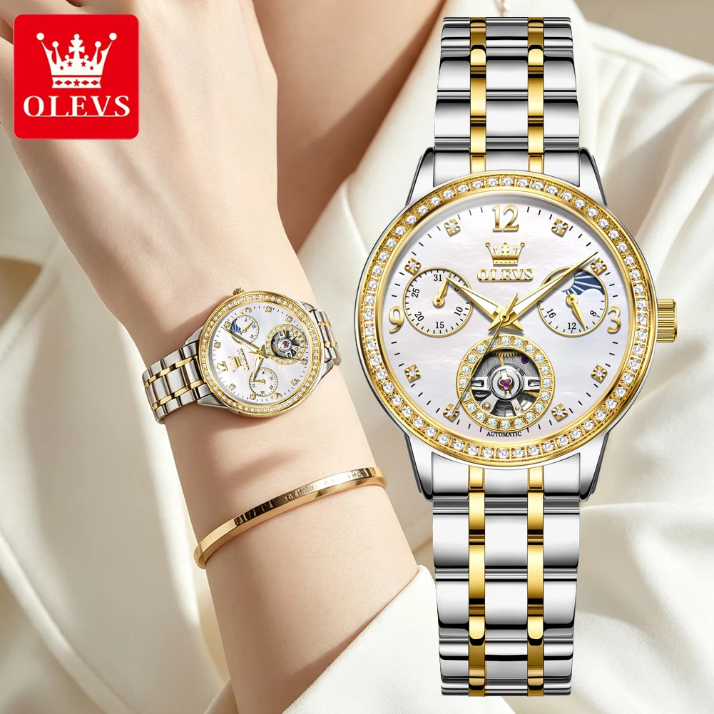 Luxury Watch White - Orologio Automatico OLEVS per Donne, Elegante
