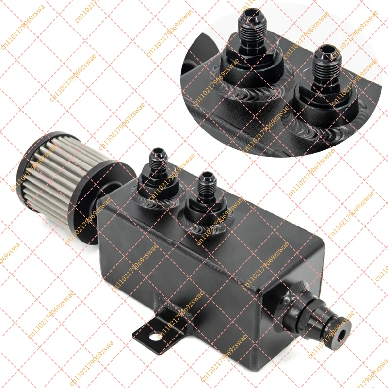 Universal 1L Aluminum Oil Catch Can with Breather Filter & Drain, AN6/8/10 Fittings, Black - view 4