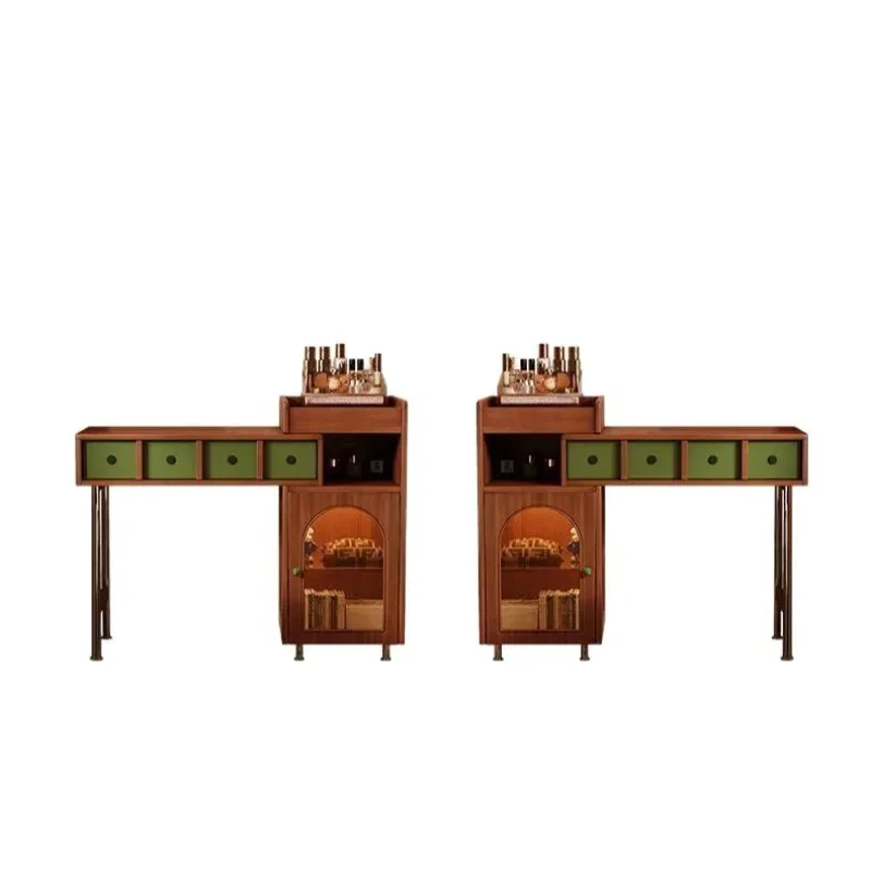 French retro solid wood dresser, integrated chest and cabinet, retractable dresser