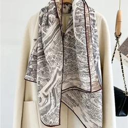 Horse Print Wool Scarves Wraps Extra Large Square Wool Blanket Scarf Shawl Poncho 135x135CM Double Sided Printing