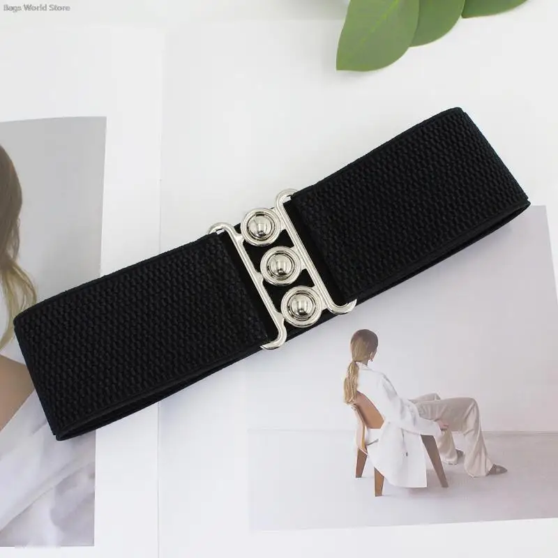 1pc 5cm Wide Elastic Belt Stretchy Belt Wide Waist Vintage Stretch Cinch with Buckle Belts Waistband for Women