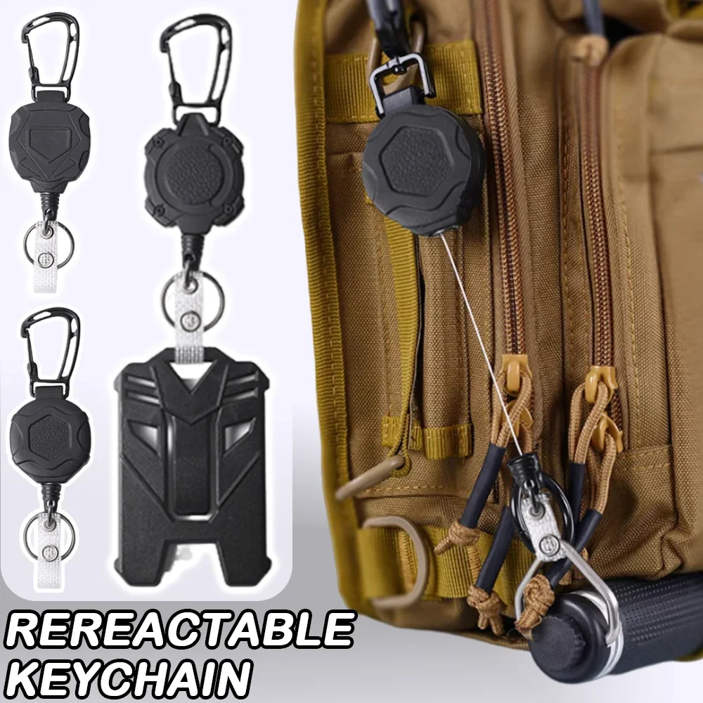 

Retractable Carabiner Outdoors Mountaineering Wire Rope Carabiner Stainless Steel Spring Key Chain Belt Back Clip Camping