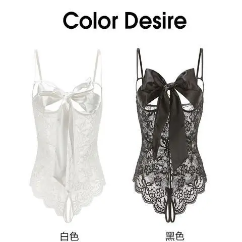

New Sexy Lingerie Bow Small Chest Big Temptation Lace Onesie Set Cw46117