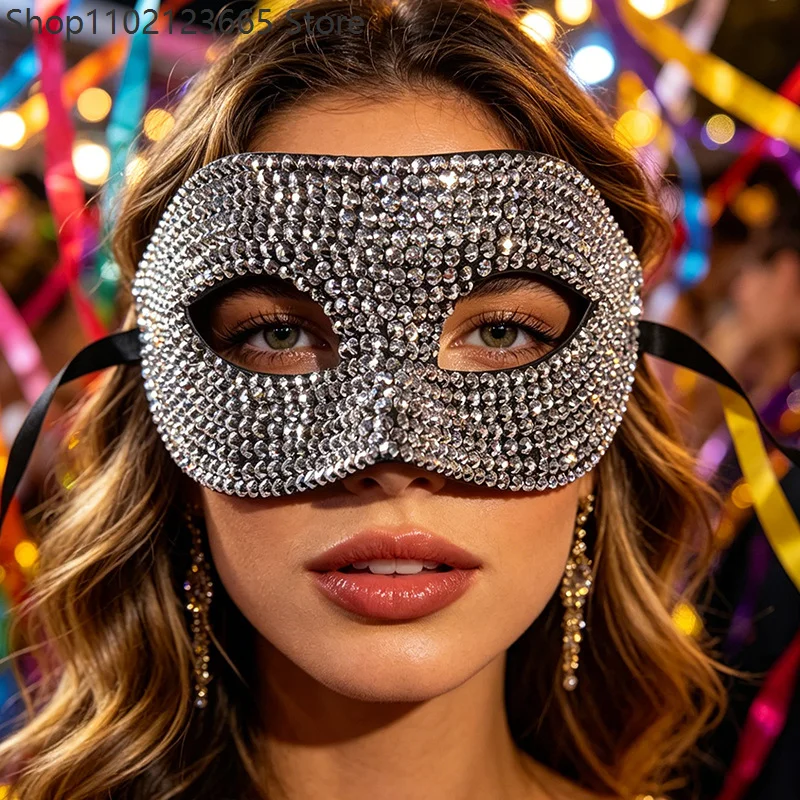 Sexy Party Mask Rhinestone Cosplay Dance Mask Face Accessories Mask Half-face For Halloween Carnivals Masquerade Parties 2026