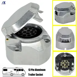 Dayanıklı alüminyum Euro RU römork soket 13 Pin 12V su geçirmez Metal tıpa elektrik konnektörü tekne kamyon RV karavan yedek parça