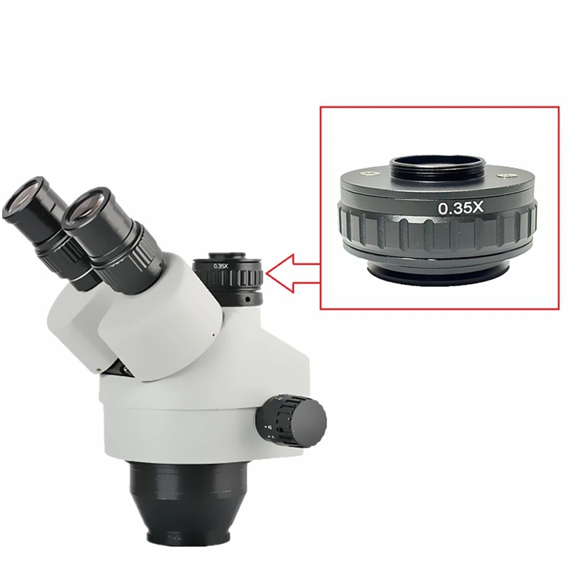 C Mount Adapters Lens 0.35X CCD For Trinocular Stereo Microscope Camera 38MM Interface Increased Field Of Vision