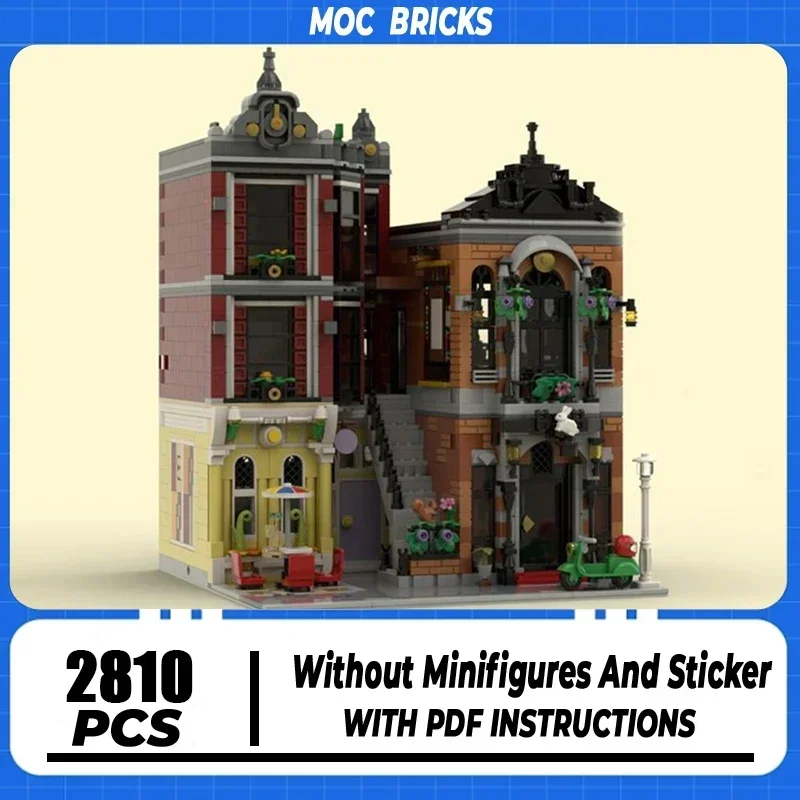 Moc Building Block Modular Downtown Magic Shop Model Technology Brick DIY Assembly City Street View  Toy Holiday Gifts