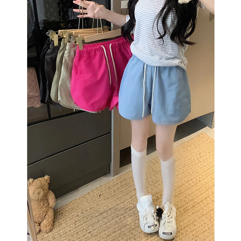 Dopne Qui Dry Sports orts Donna Estate Sottile di grandi dimensioni Casual Outdoor Running Pantaloni a gamba larga Vita alta Taglio dritto