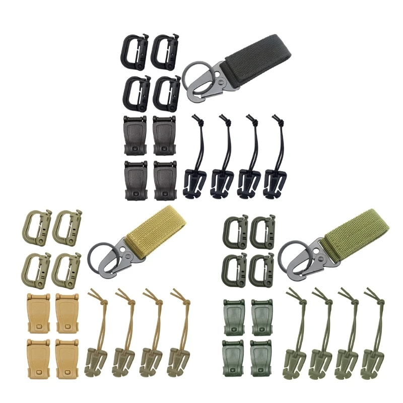 13Pcs Clip Tactic Bag Backpacks Vest Keyring Tactic Gear Clip Nylons Attachments Dropship